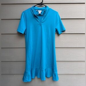 TOMMY BAHAMA GOLF Womens M Blue Tropical Zip Ruffle Performance Dress Sz M (B15